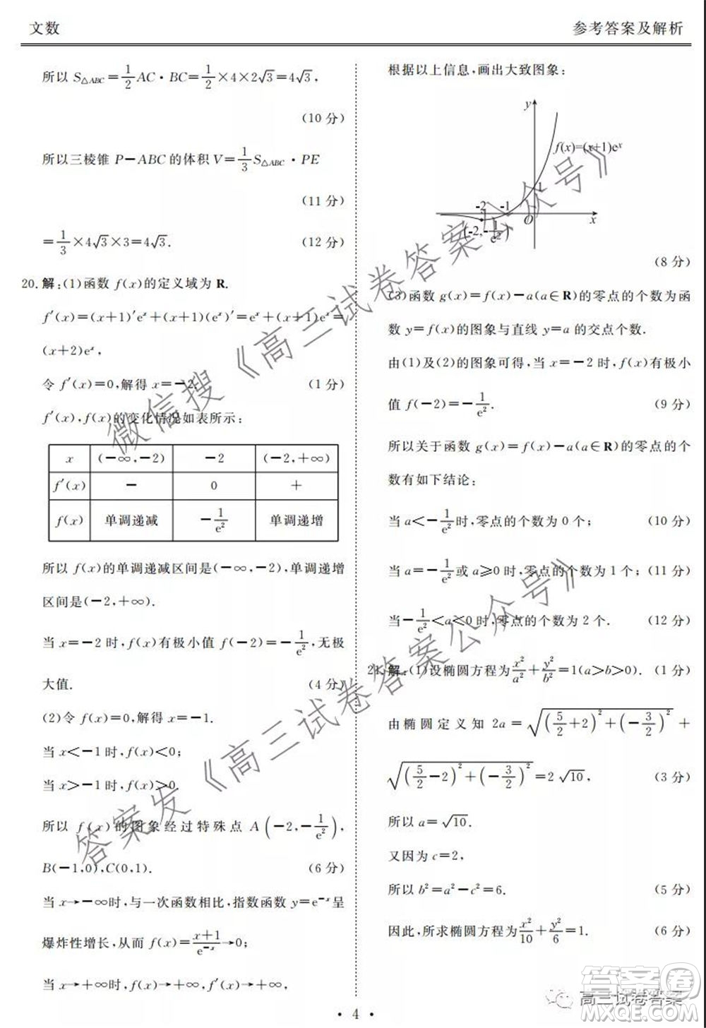 2021屆天府名校5月高三診斷性考試文科數(shù)學(xué)答案