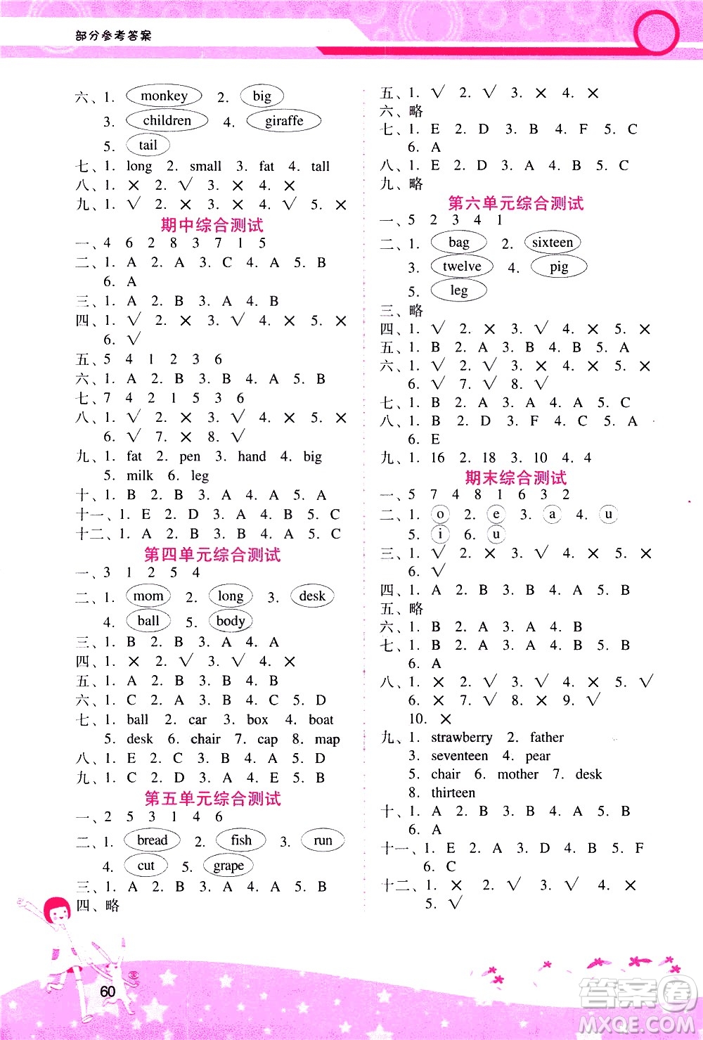 廣西師范大學出版社2021新課程學習輔導英語三年級下冊人教版答案