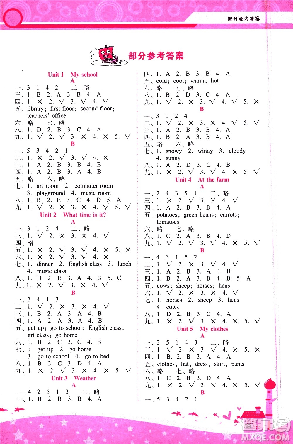 廣西師范大學(xué)出版社2021新課程學(xué)習(xí)輔導(dǎo)英語四年級下冊人教版答案