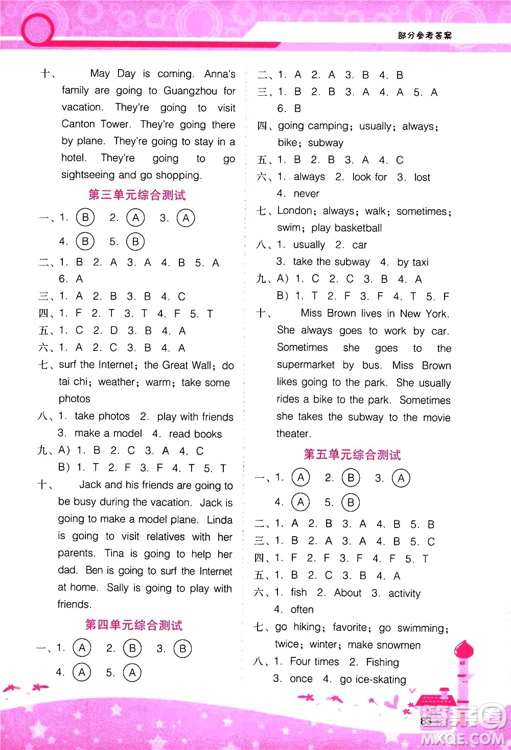 廣西師范大學(xué)出版社2021新課程學(xué)習(xí)輔導(dǎo)英語五年級下冊廣東人民版答案