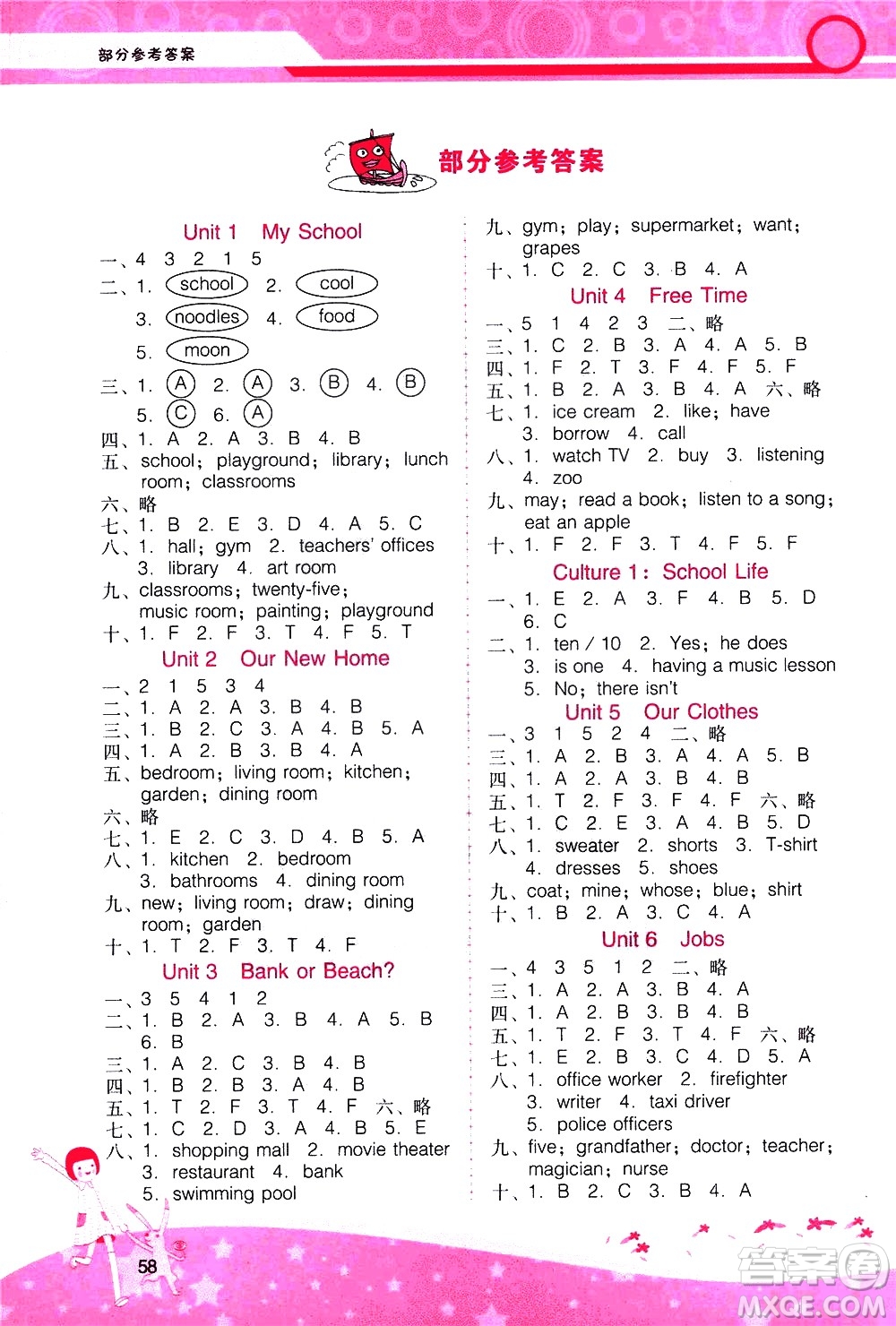 廣西師范大學出版社2021新課程學習輔導英語四年級下冊廣東人民版答案