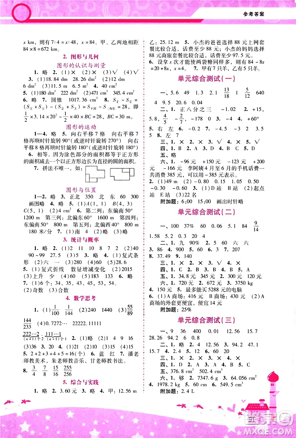 廣西師范大學(xué)出版社2021新課程學(xué)習(xí)輔導(dǎo)數(shù)學(xué)六年級(jí)下冊(cè)人教版答案