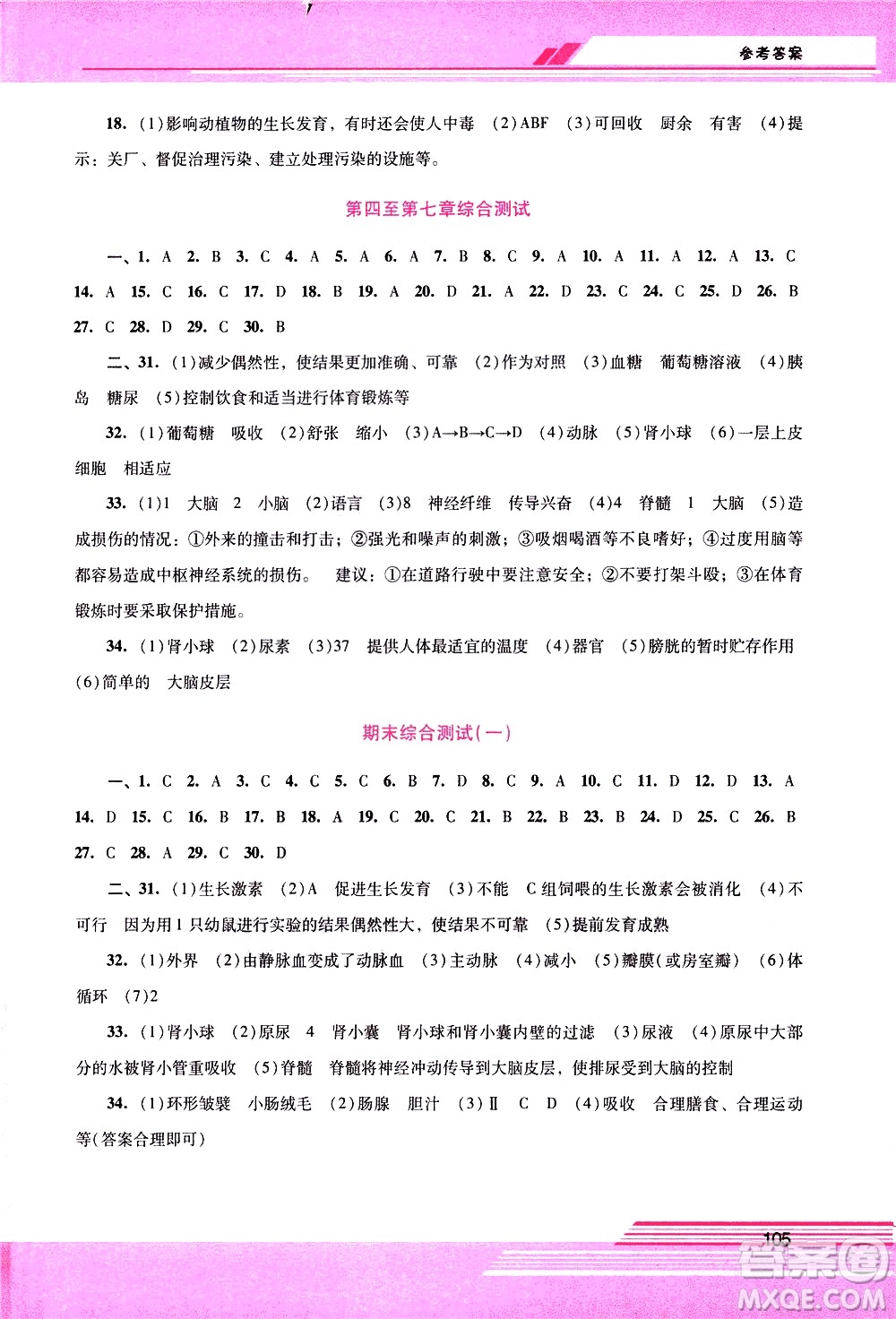 廣西師范大學(xué)出版社2021新課程學(xué)習(xí)輔導(dǎo)生物學(xué)七年級下冊人教版答案