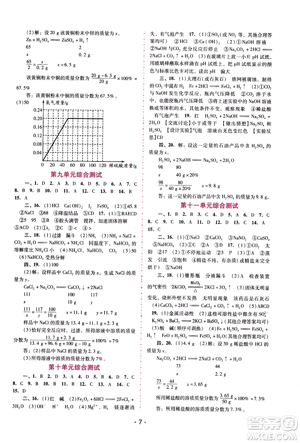 廣西師范大學(xué)出版社2021新課程學(xué)習(xí)輔導(dǎo)化學(xué)九年級(jí)下冊(cè)人教版答案