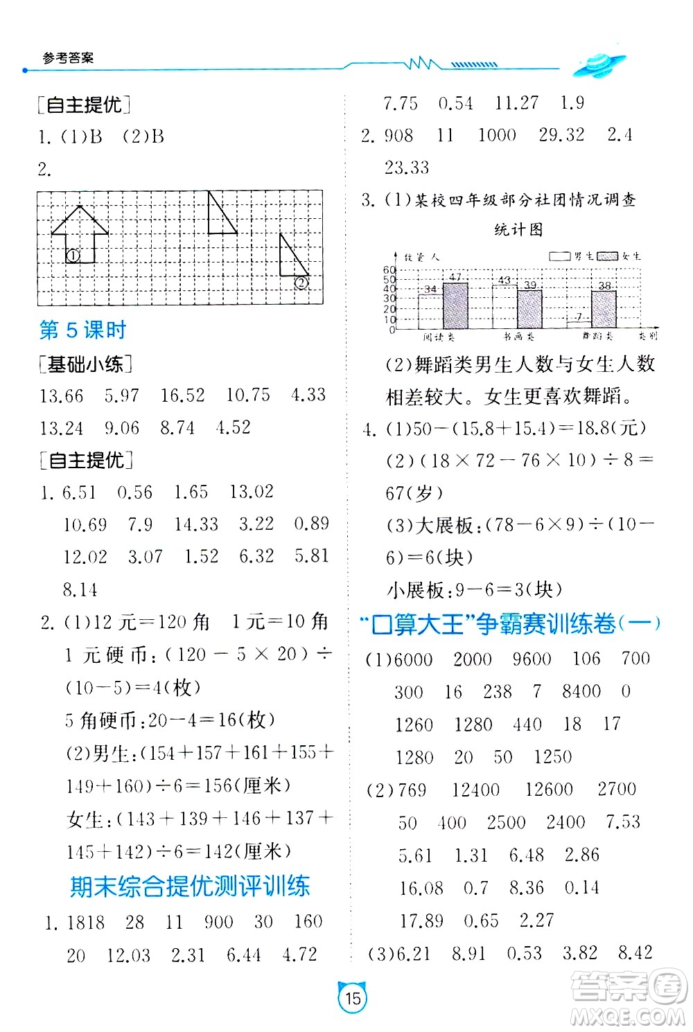 江蘇人民出版社2021小學數學口算速算提優(yōu)練習冊四年級下冊人民教育版答案