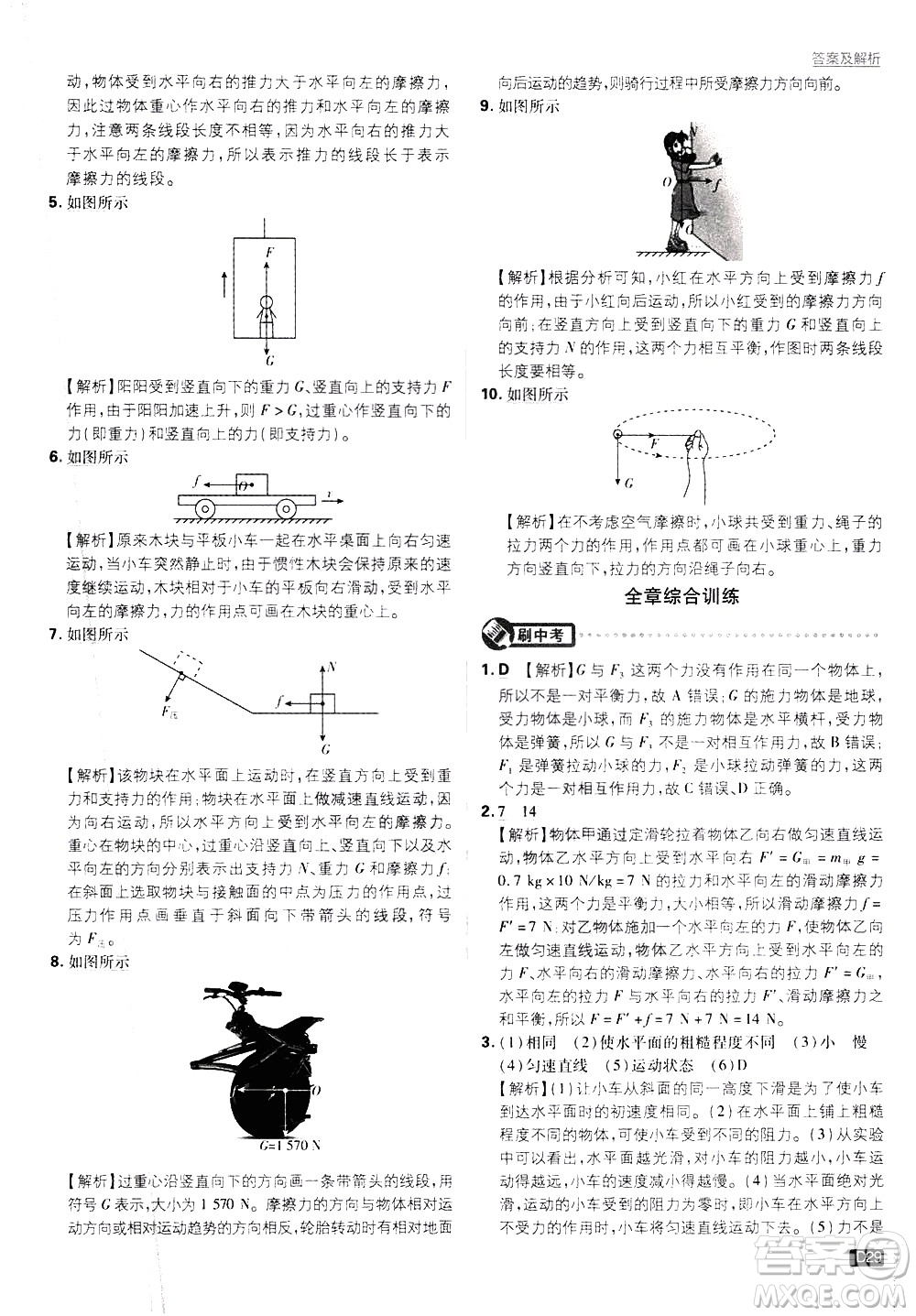 開(kāi)明出版社2021版初中必刷題物理八年級(jí)下冊(cè)課標(biāo)版蘇科版答案