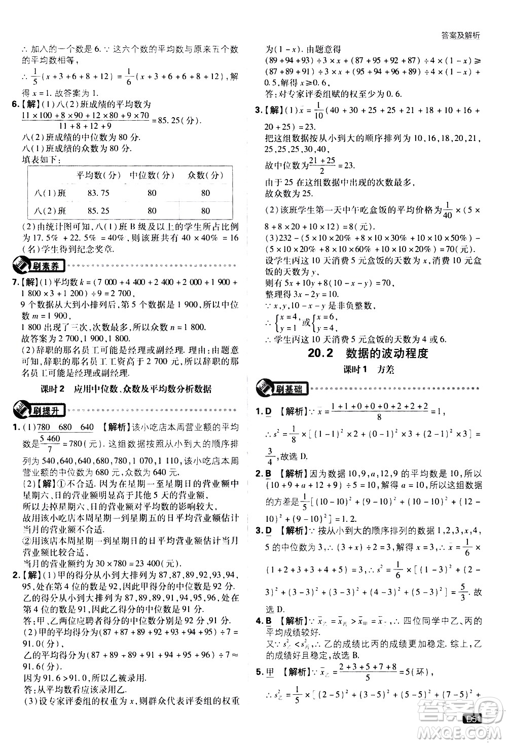 開明出版社2021版初中必刷題數(shù)學(xué)八年級下冊RJ人教版答案