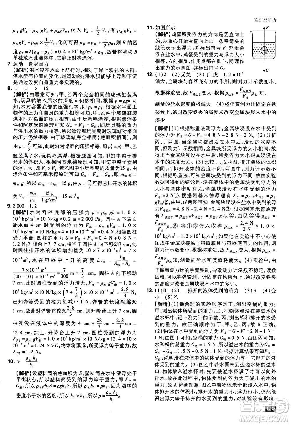 開明出版社2021版初中必刷題物理八年級(jí)下冊RJ人教版答案