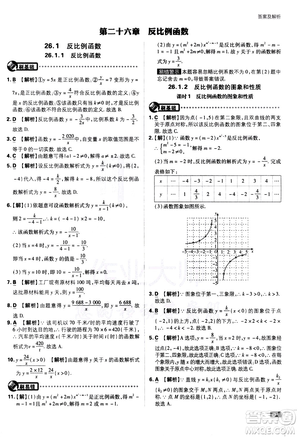 開明出版社2021版初中必刷題數(shù)學(xué)九年級下冊RJ人教版答案