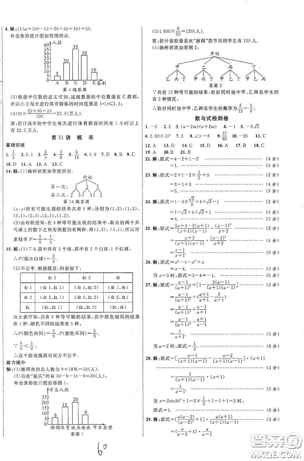 2021云南中考新突破課后作業(yè)2021升級(jí)版數(shù)學(xué)答案