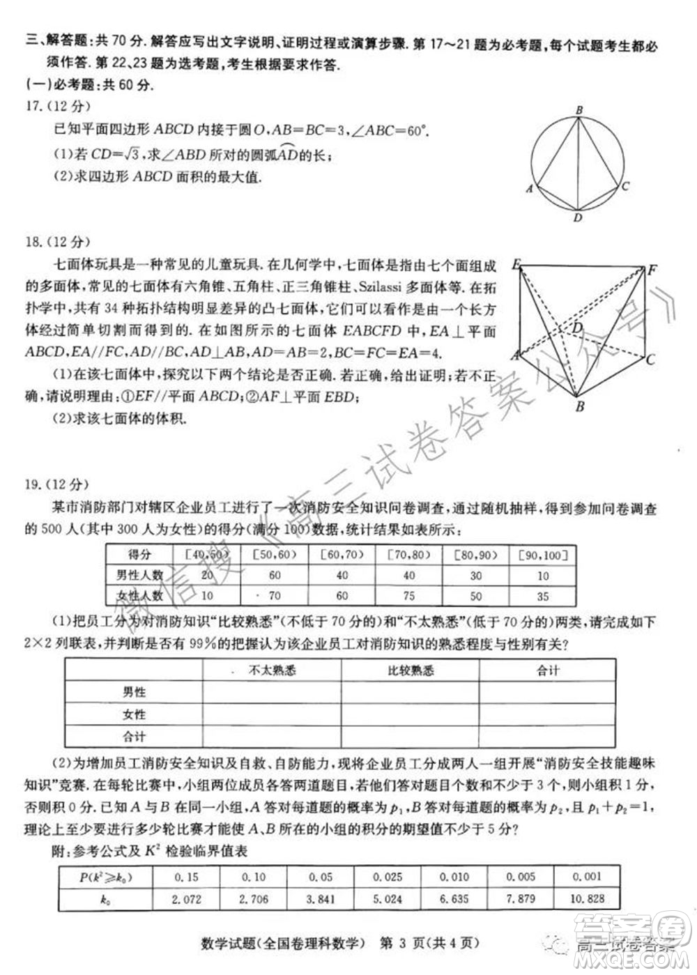 華中師范大學(xué)第一附屬中學(xué)2021年高考押題卷理科數(shù)學(xué)試卷及答案