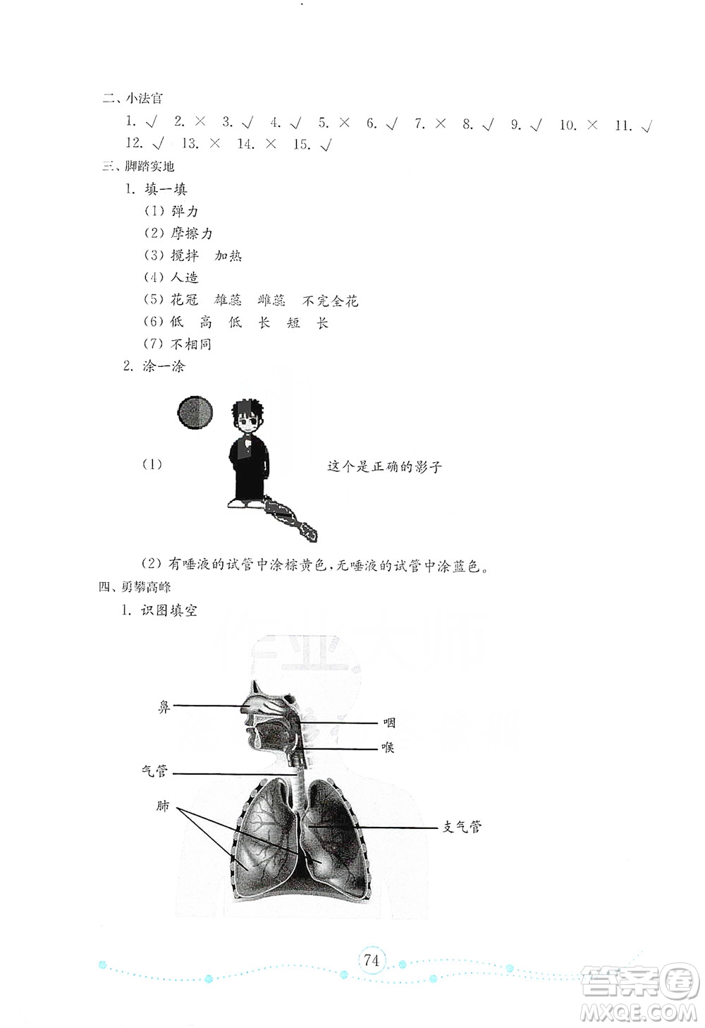 山東教育出版社2021年小學(xué)科學(xué)金鑰匙試卷四年級(jí)下冊(cè)金版青島版答案