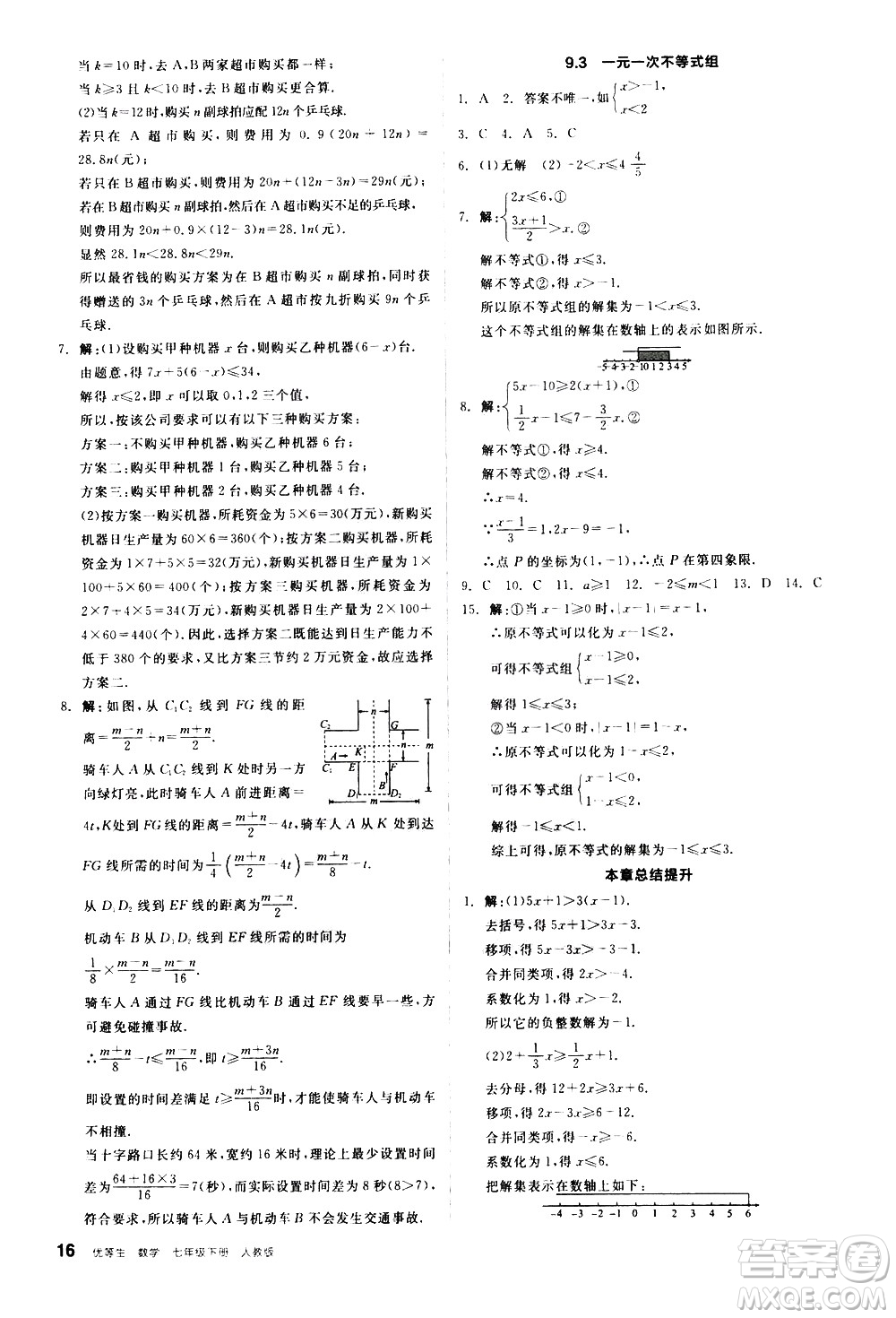 陽光出版社2021練就優(yōu)等生數(shù)學(xué)同步作業(yè)七年級下冊新課標(biāo)RJ人教版答案