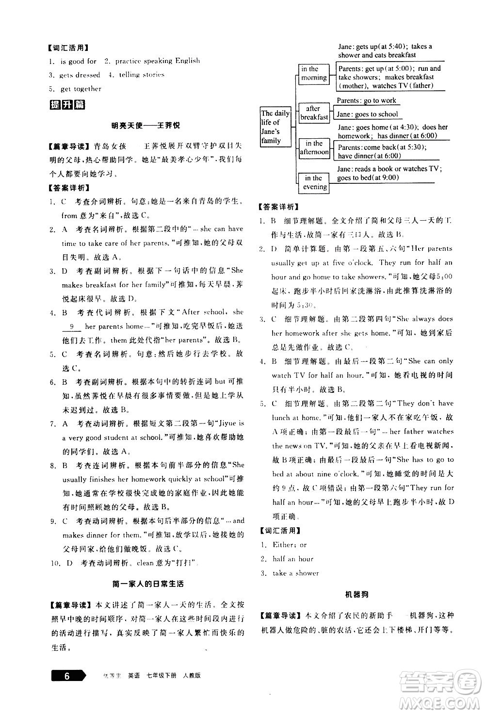 陽光出版社2021練就優(yōu)等生英語完形填空閱讀理解七年級下冊新課標RJ人教版答案