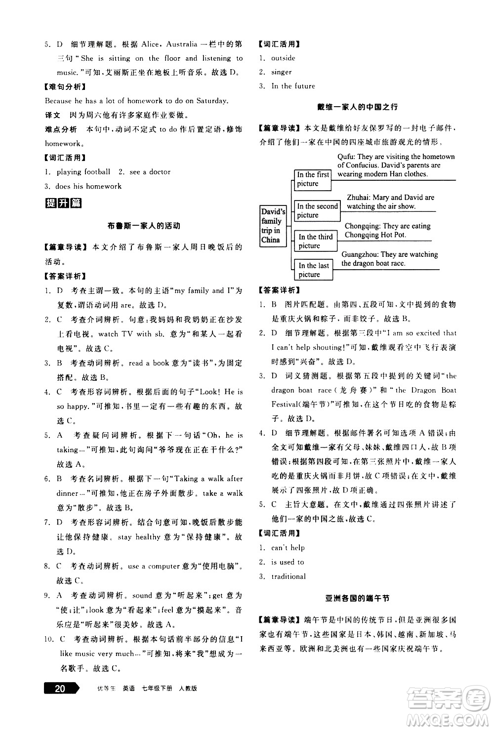 陽光出版社2021練就優(yōu)等生英語完形填空閱讀理解七年級下冊新課標RJ人教版答案