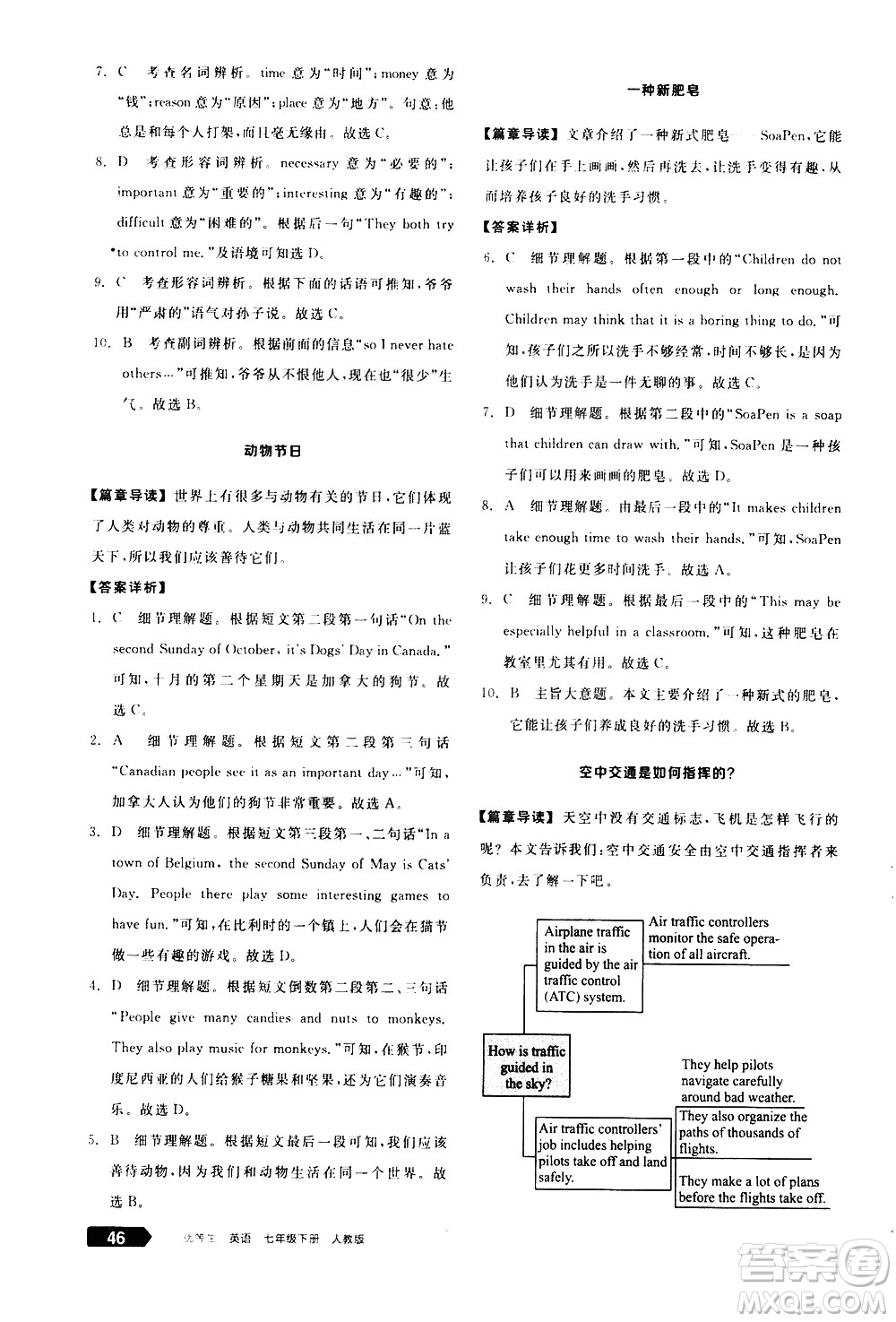 陽光出版社2021練就優(yōu)等生英語完形填空閱讀理解七年級下冊新課標RJ人教版答案