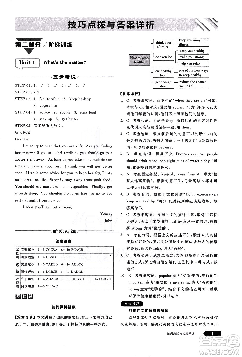 陽(yáng)光出版社2021練就優(yōu)等生英語(yǔ)完形填空閱讀理解八年級(jí)下冊(cè)新課標(biāo)RJ人教版答案