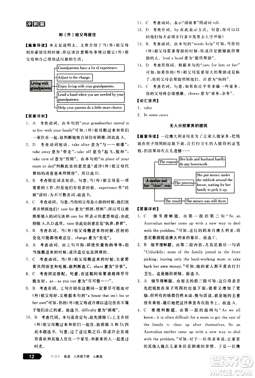 陽(yáng)光出版社2021練就優(yōu)等生英語(yǔ)完形填空閱讀理解八年級(jí)下冊(cè)新課標(biāo)RJ人教版答案