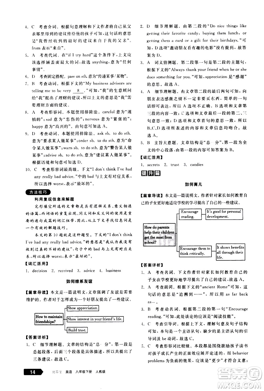 陽(yáng)光出版社2021練就優(yōu)等生英語(yǔ)完形填空閱讀理解八年級(jí)下冊(cè)新課標(biāo)RJ人教版答案