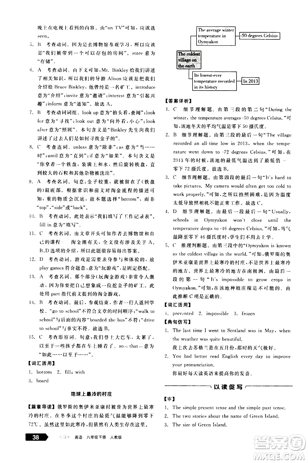 陽(yáng)光出版社2021練就優(yōu)等生英語(yǔ)完形填空閱讀理解八年級(jí)下冊(cè)新課標(biāo)RJ人教版答案