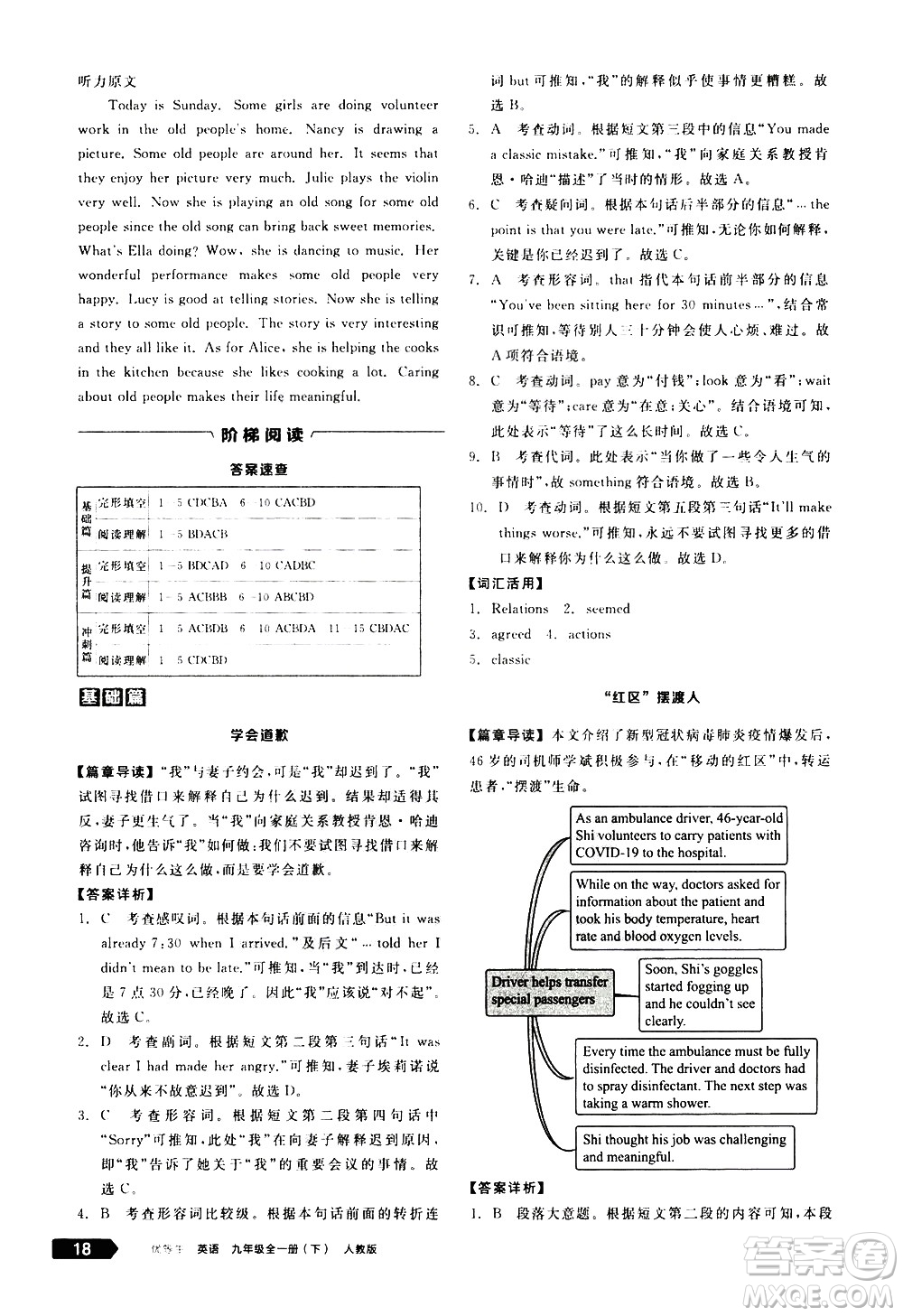 陽(yáng)光出版社2021練就優(yōu)等生英語(yǔ)完形填空閱讀理解九年級(jí)全一冊(cè)新課標(biāo)RJ人教版答案