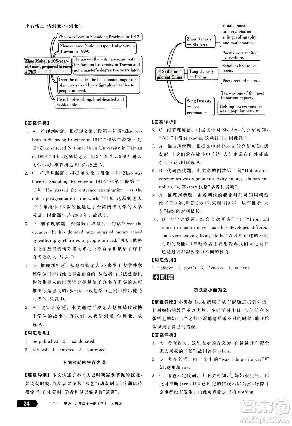 陽(yáng)光出版社2021練就優(yōu)等生英語(yǔ)完形填空閱讀理解九年級(jí)全一冊(cè)新課標(biāo)RJ人教版答案