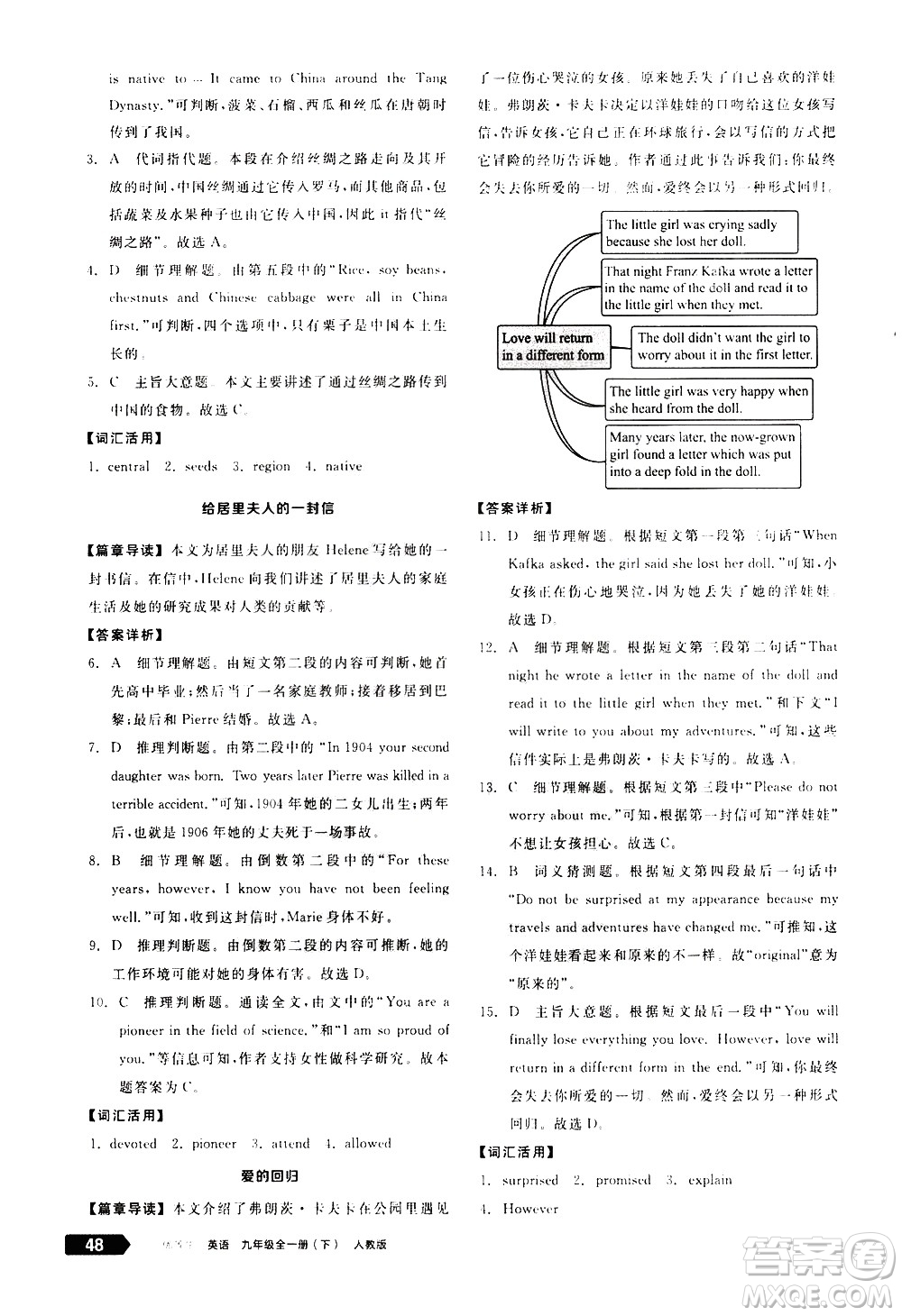 陽(yáng)光出版社2021練就優(yōu)等生英語(yǔ)完形填空閱讀理解九年級(jí)全一冊(cè)新課標(biāo)RJ人教版答案