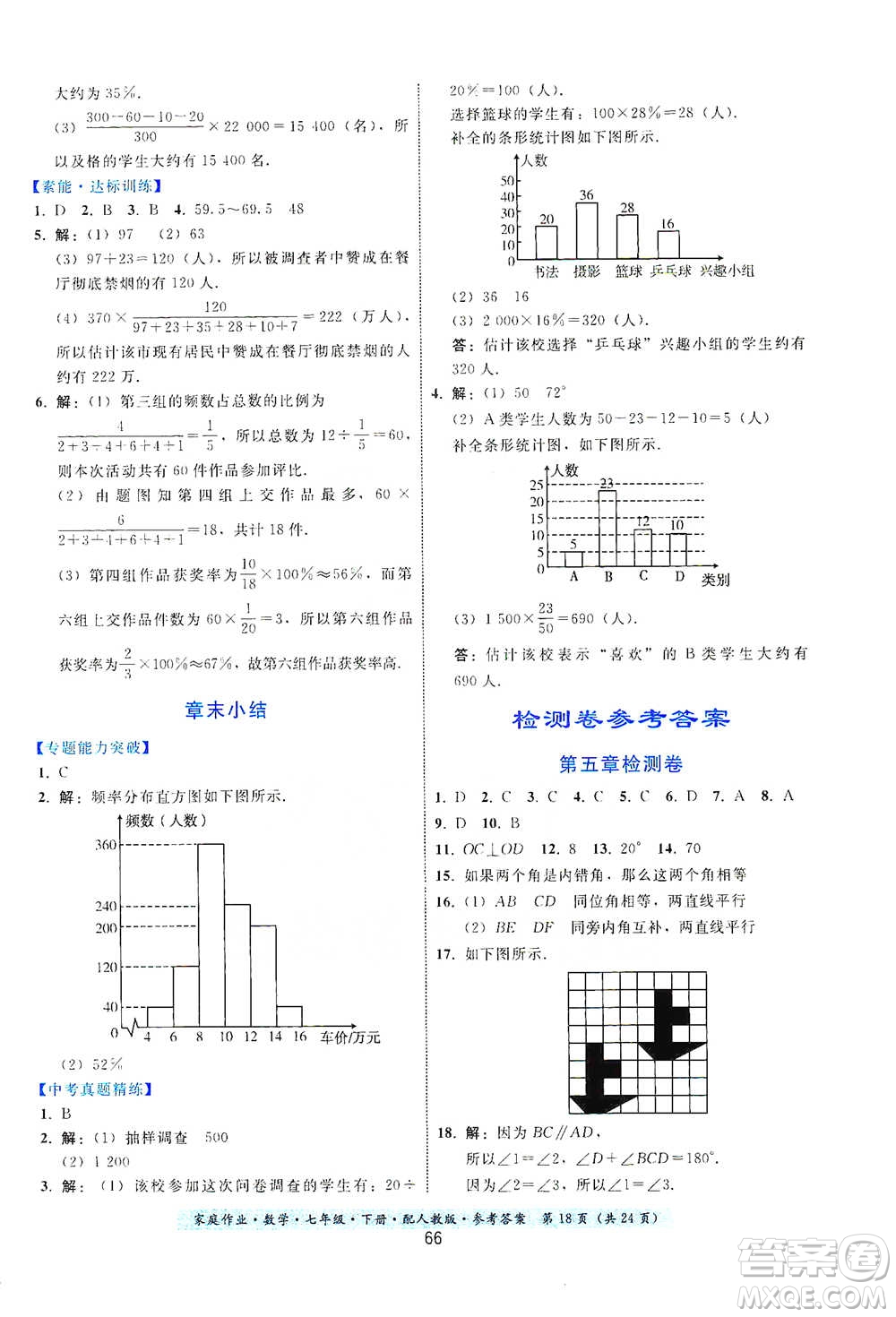 貴州科技出版社2021家庭作業(yè)數(shù)學(xué)七年級(jí)下冊(cè)人教版參考答案