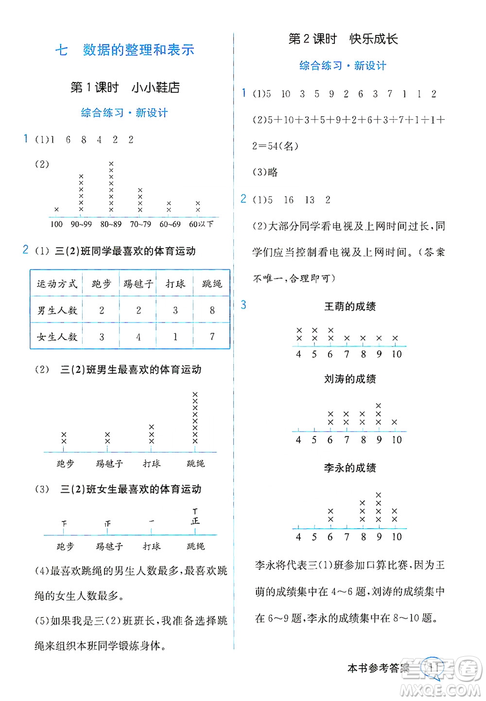 現(xiàn)代教育出版社2021教材解讀數(shù)學(xué)三年級(jí)下冊(cè)BS北師大版答案