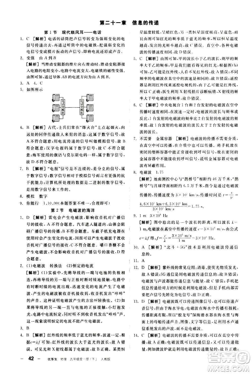 陽光出版社2021練就優(yōu)等生物理同步作業(yè)九年級(jí)全一冊(cè)下新課標(biāo)RJ人教版答案