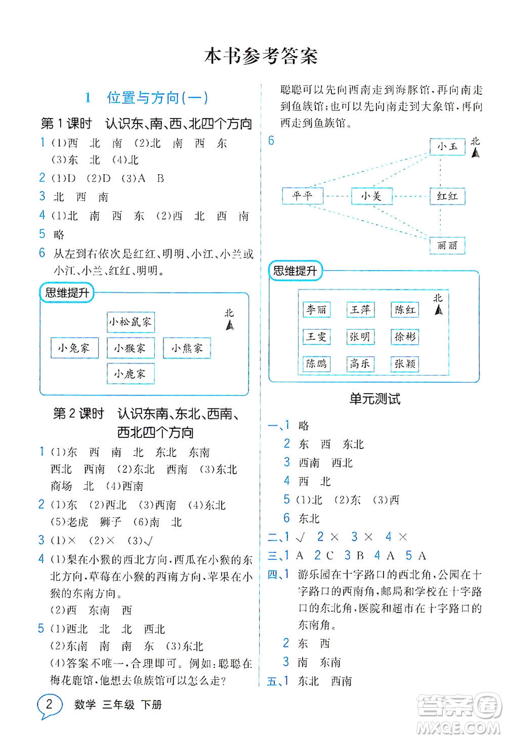 人民教育出版社2021教材解讀數(shù)學(xué)三年級(jí)下冊(cè)人教版答案