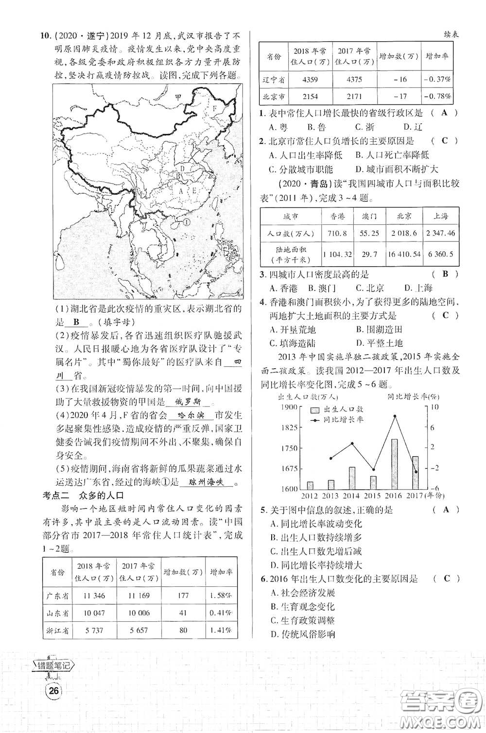 世界圖書(shū)出版公司2021江西中考新突破課后作業(yè)2021升級(jí)版地理答案