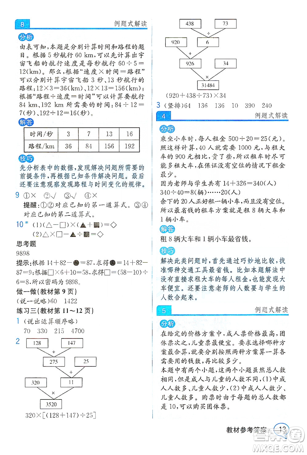 人民教育出版社2021教材解讀數(shù)學(xué)四年級下冊人教版答案