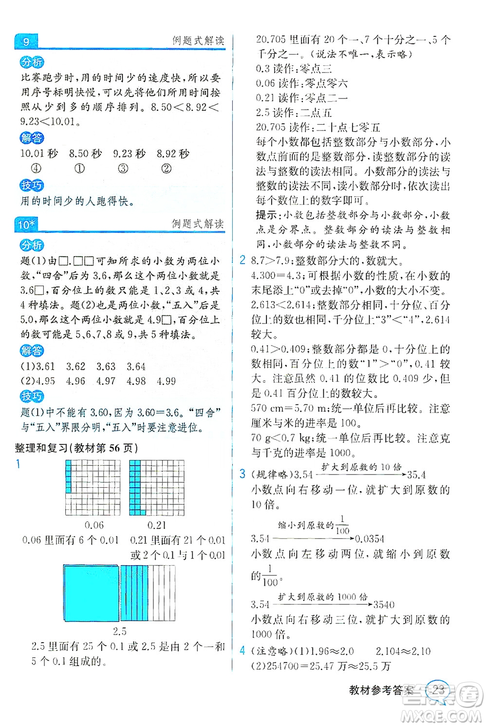 人民教育出版社2021教材解讀數(shù)學(xué)四年級下冊人教版答案