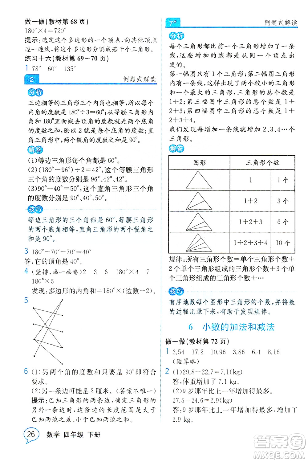 人民教育出版社2021教材解讀數(shù)學(xué)四年級下冊人教版答案