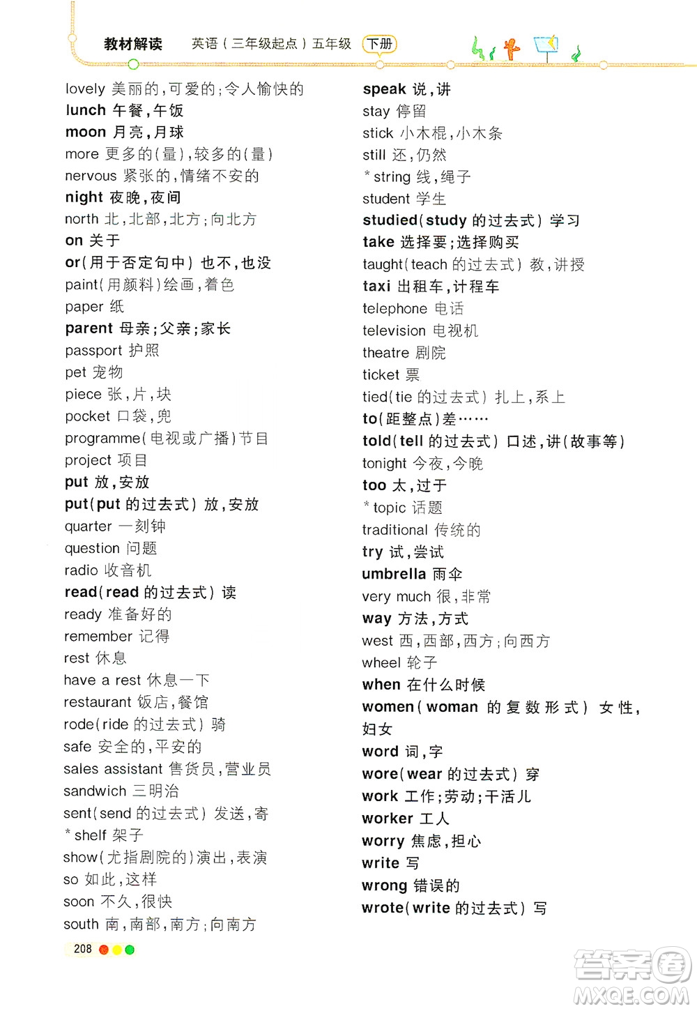 現(xiàn)代教育出版社2021教材解讀英語三年級起點五年級下冊WS外研版答案