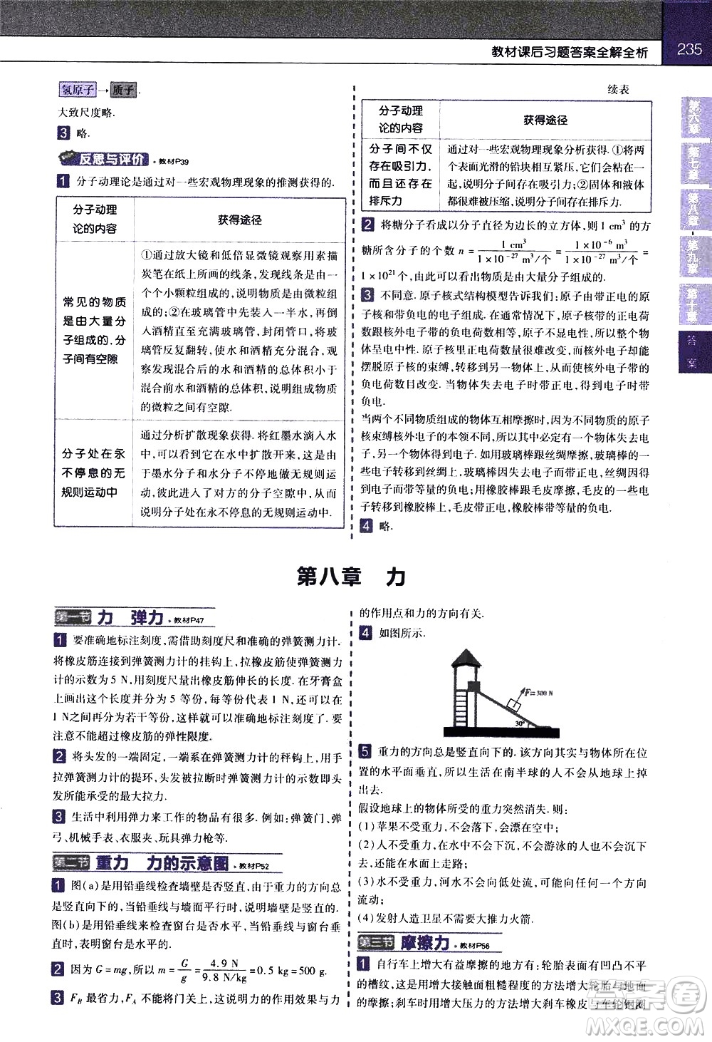 南京師范大學(xué)出版社2021教材幫初中物理八年級(jí)下冊(cè)SK蘇科版答案