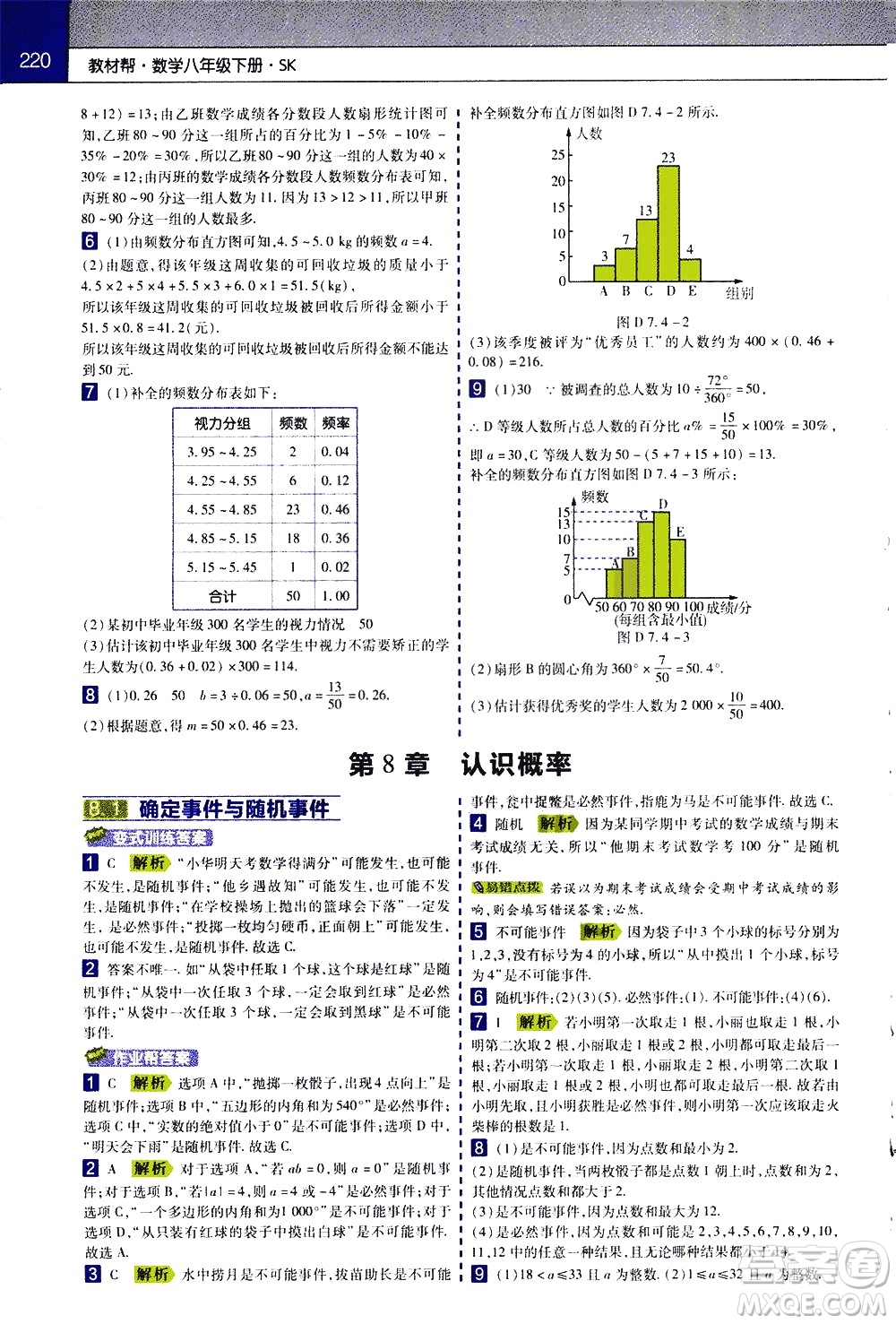 南京師范大學(xué)出版社2021教材幫初中數(shù)學(xué)八年級(jí)下冊(cè)SK蘇科版答案