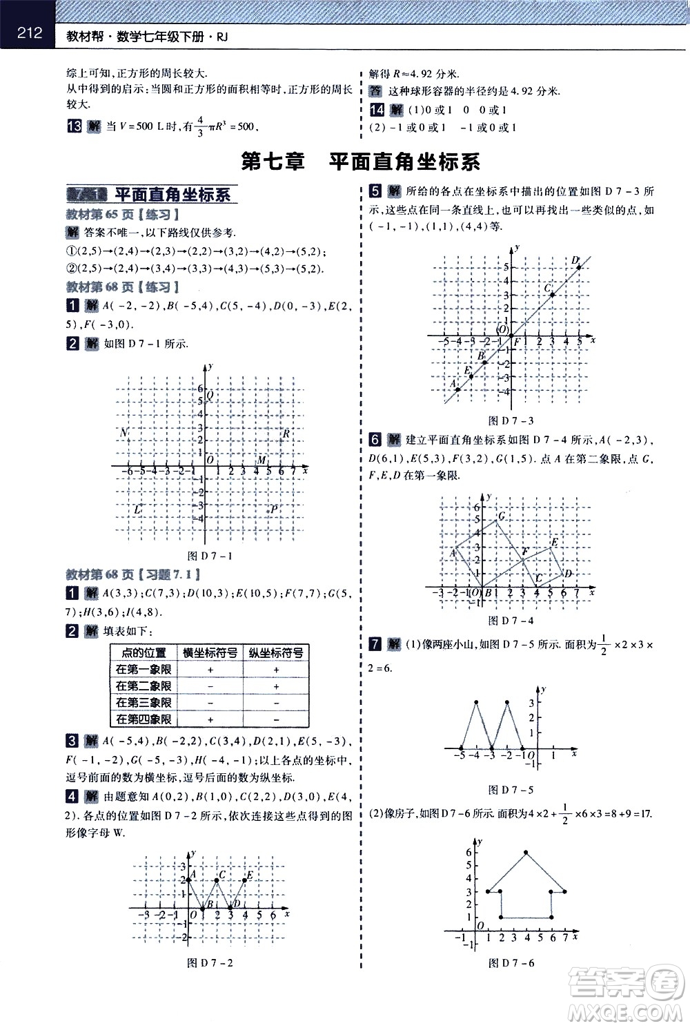 南京師范大學(xué)出版社2021教材幫初中數(shù)學(xué)七年級下冊RJ人教版答案