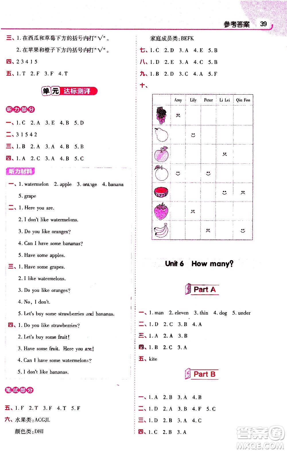 南京師范大學(xué)出版社2021教材幫作業(yè)幫小學(xué)英語三年級(jí)下冊(cè)RP人教版答案