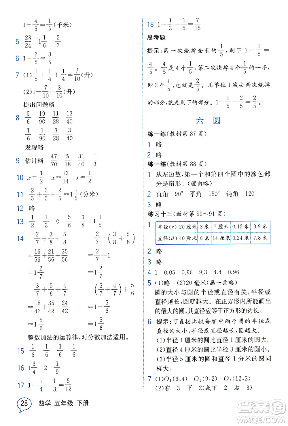 現(xiàn)代教育出版社2021教材解讀數(shù)學(xué)五年級下冊SJ蘇教版答案