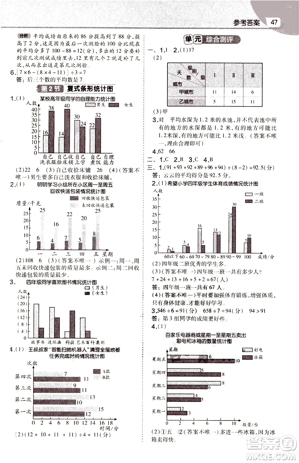 南京師范大學出版社2021教材幫作業(yè)幫小學數(shù)學四年級下冊RJ人教版答案