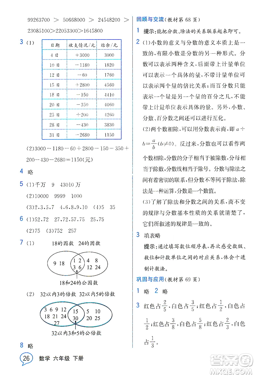 現(xiàn)代教育出版社2021教材解讀數(shù)學(xué)六年級下冊BS北師大版答案