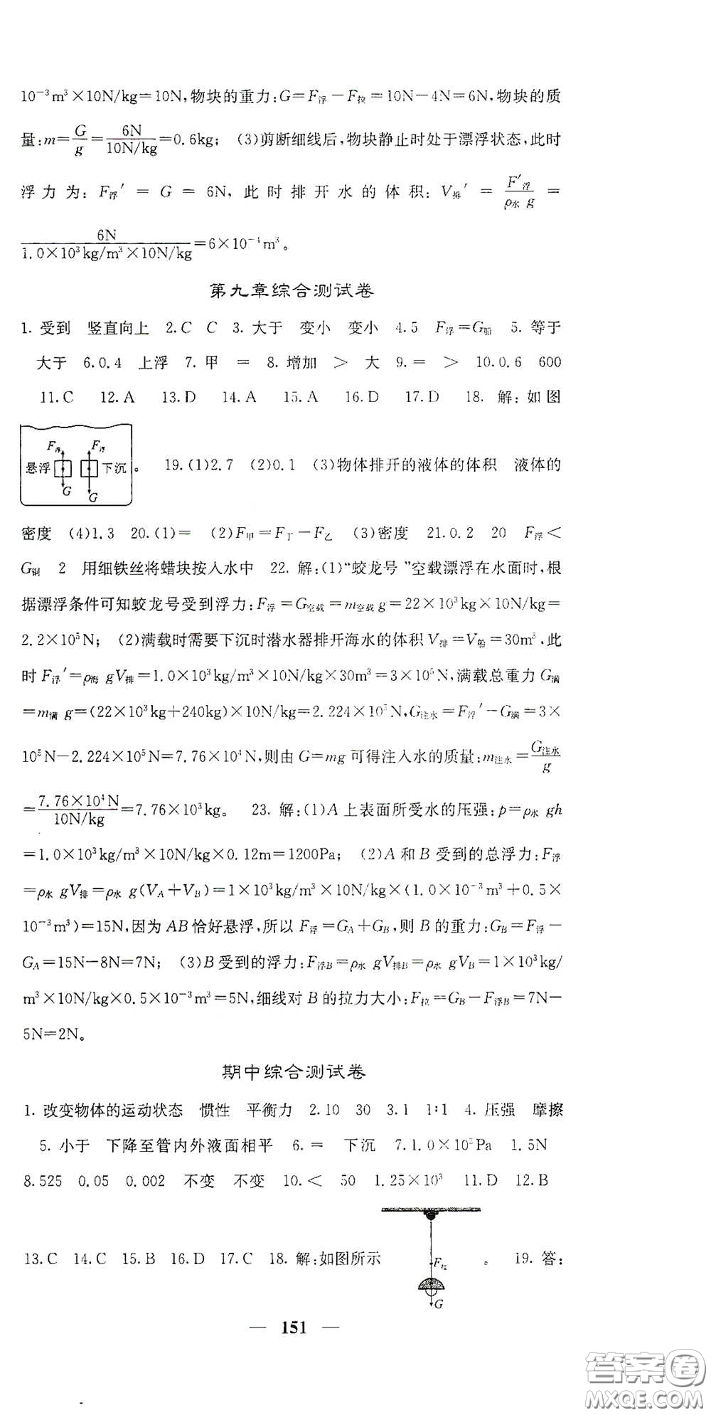 四川大學(xué)出版社2021梯田文化課堂點睛八年級物理下冊滬科版答案