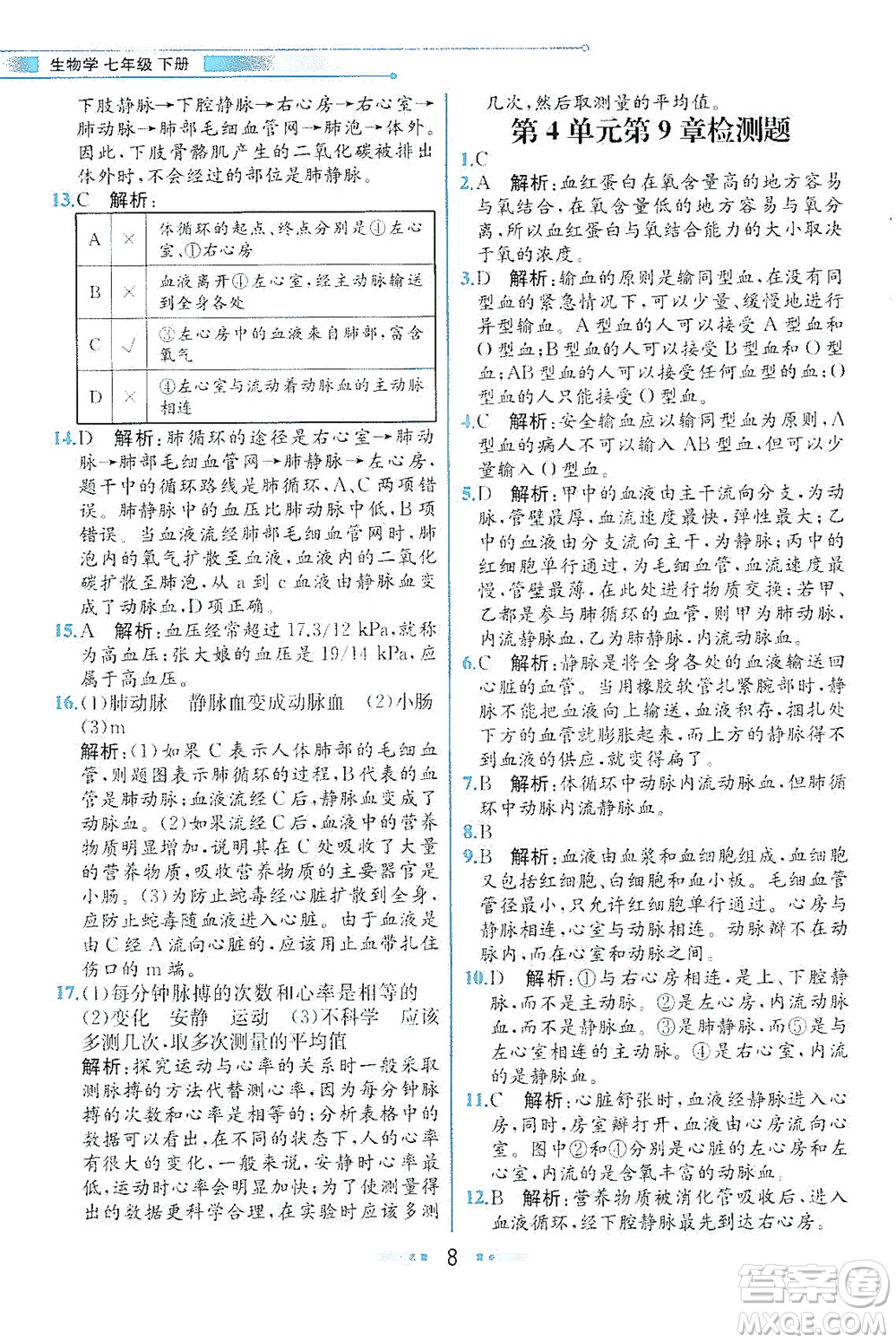 現(xiàn)代教育出版社2021教材解讀生物七年級(jí)下冊(cè)BS北師大版答案