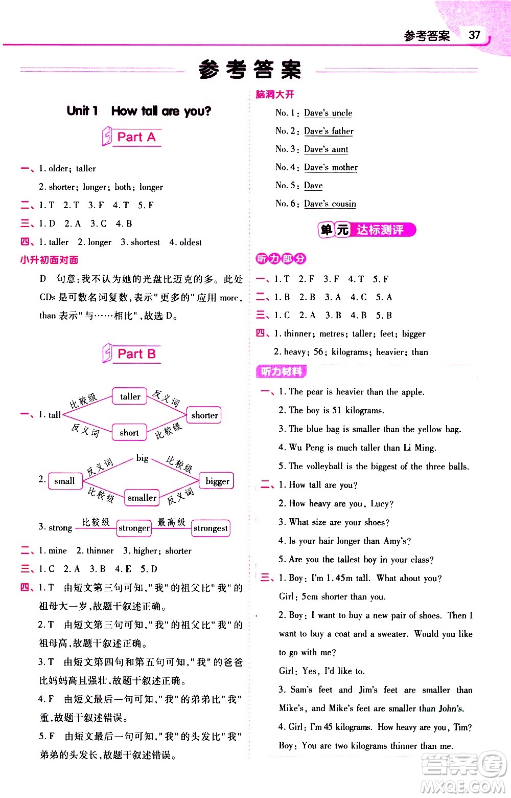 南京師范大學(xué)出版社2021教材幫小學(xué)英語(yǔ)三年級(jí)起點(diǎn)六年級(jí)下冊(cè)RP人教版答案