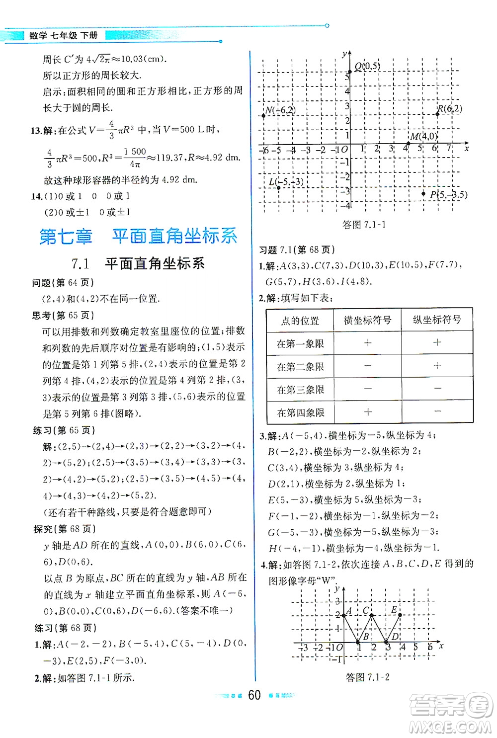 人民教育出版社2021教材解讀數(shù)學七年級下冊人教版答案