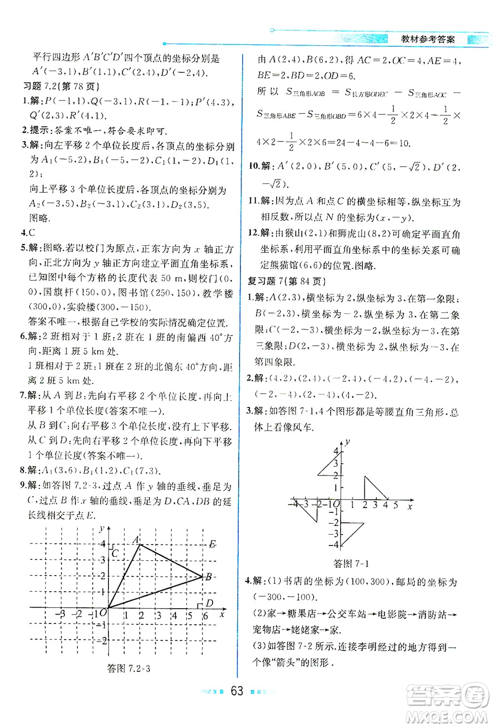 人民教育出版社2021教材解讀數(shù)學七年級下冊人教版答案