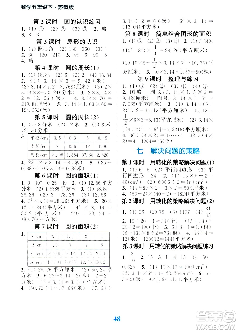 北方婦女兒童出版社2021江蘇金考卷數(shù)學五年級下冊江蘇版答案