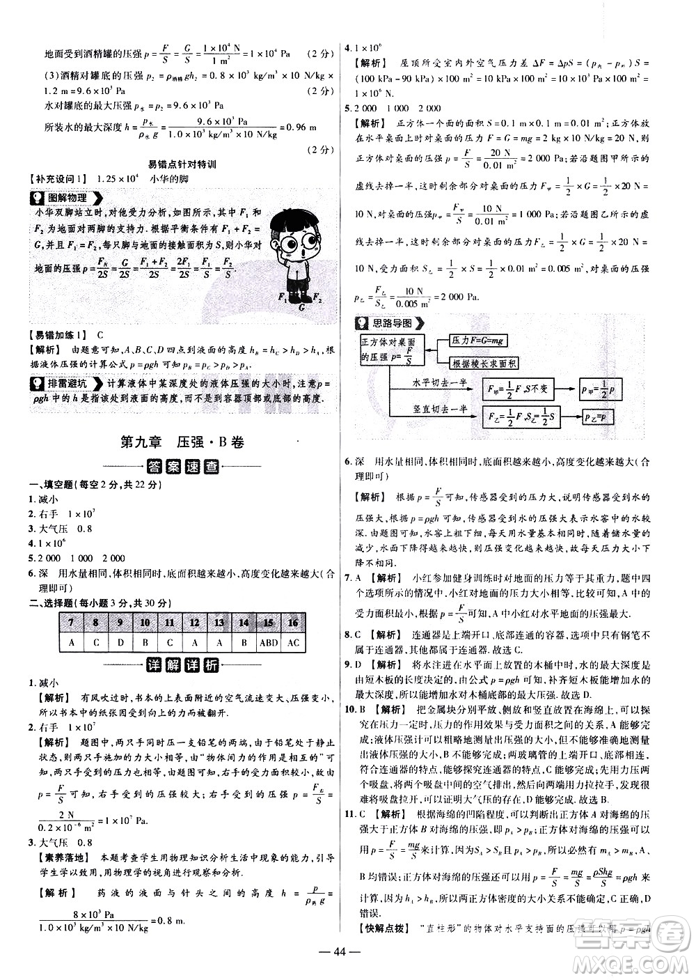 延邊教育出版社2021版金考卷活頁題選名師名題單元雙測卷物理八年級下冊RJ人教版答案